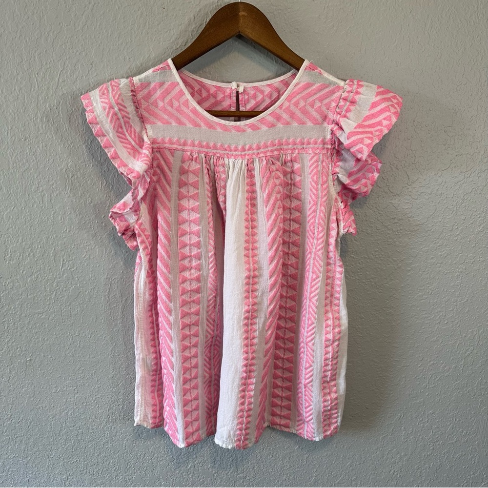 Devotion Twins | Pink and White Ella Embroidered Patterned Blouse